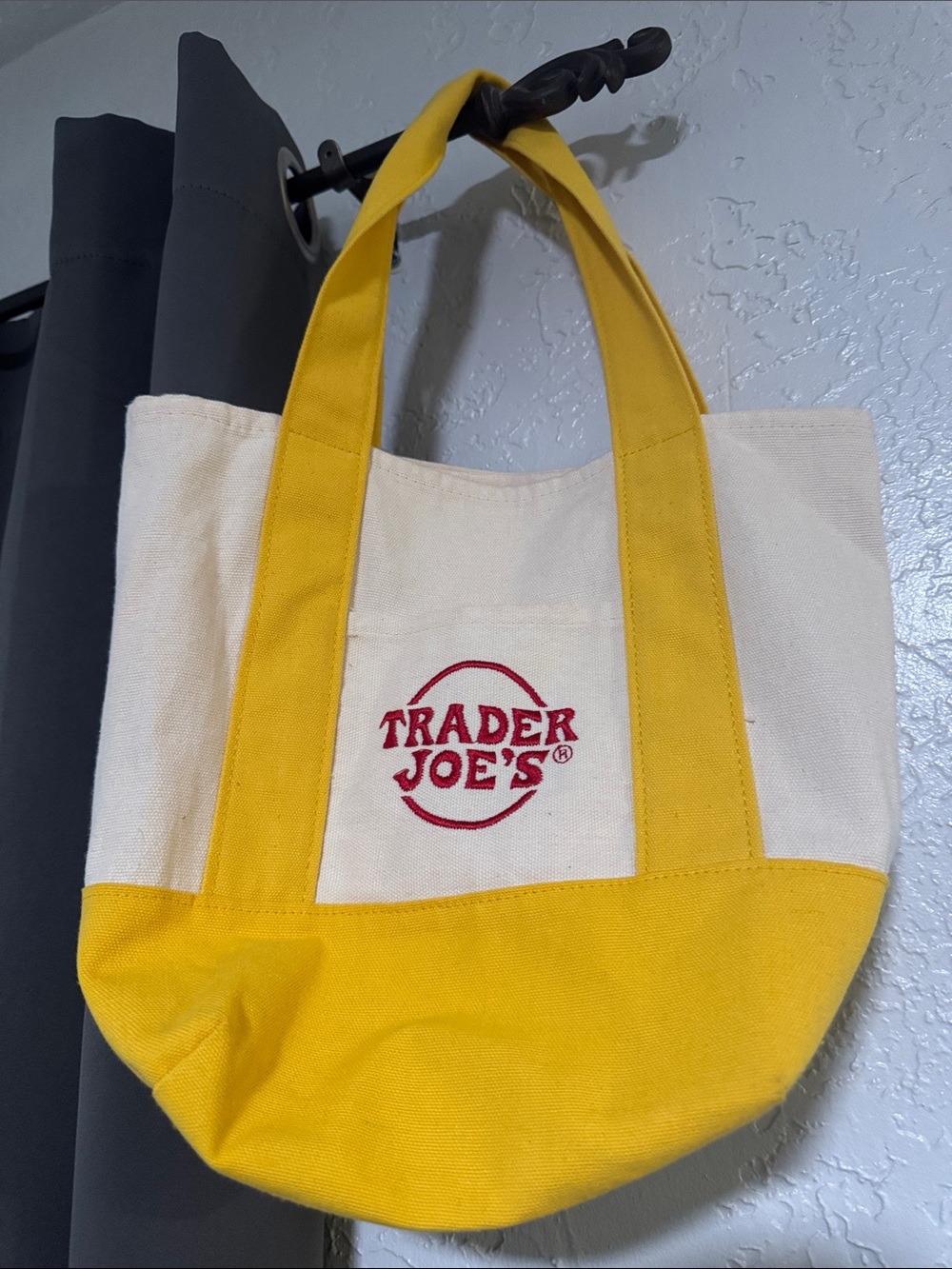 Trader Joe's Yellow & Cream Canvas Tote Bag